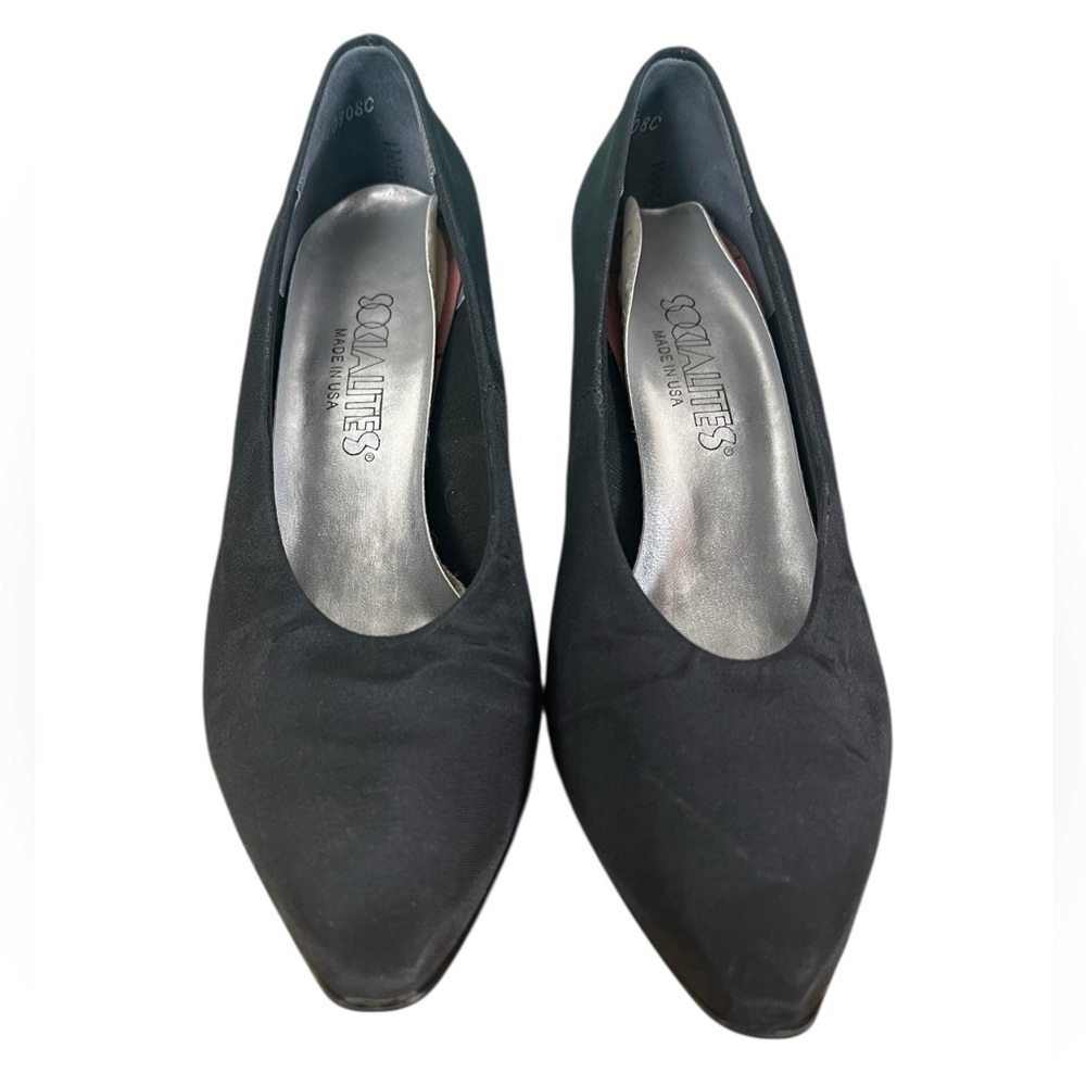 Socialites Black Satin Kitten Heels (7.5C, Made in 🇺🇸)
